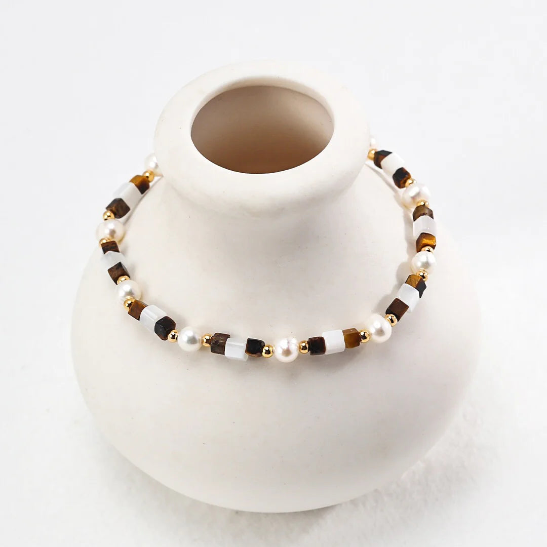 Mother of Shell Tiger Eye Stone Bracelet