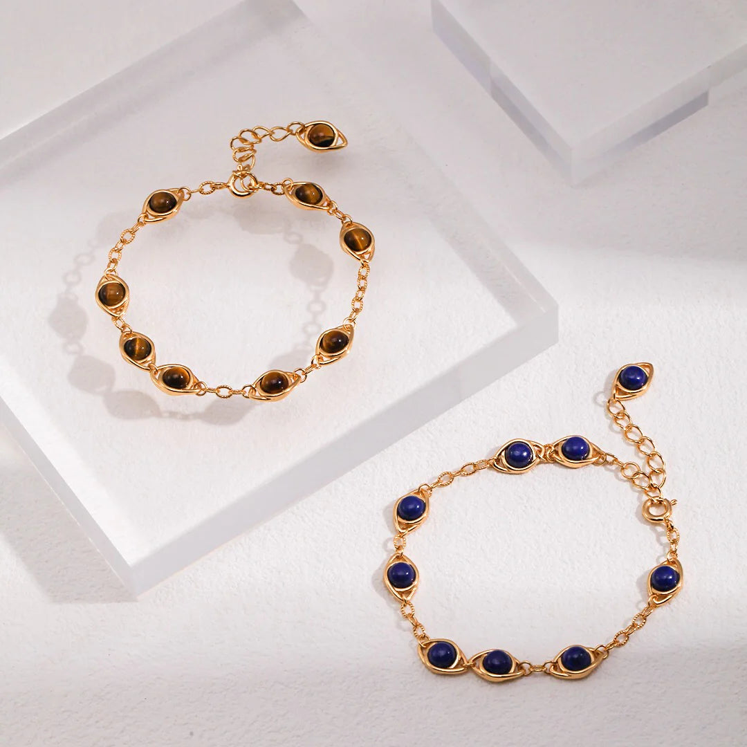 Lapis Lazuli / Tigers Eye Stone Adjustable Bracelet