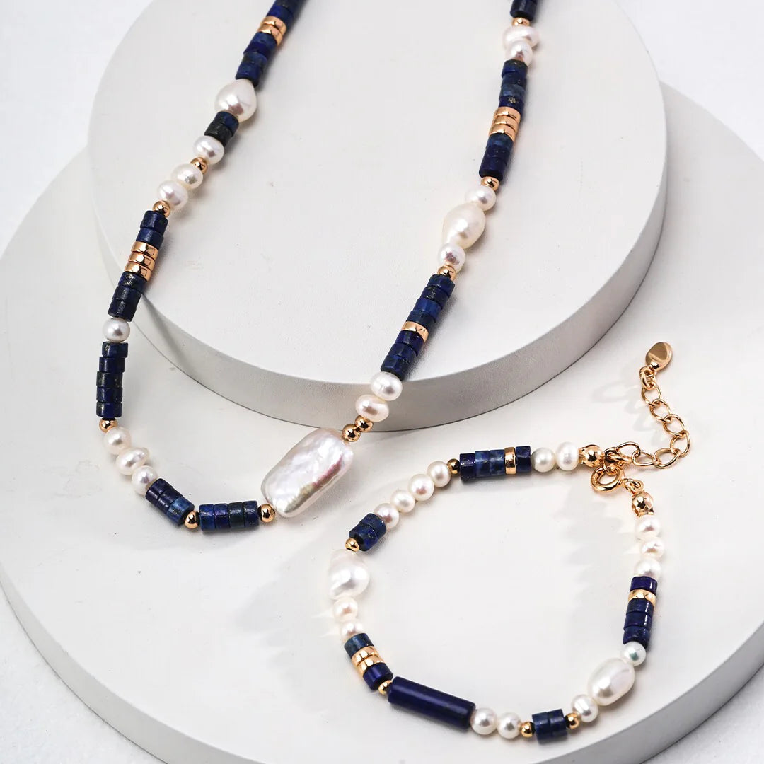 Natural Lapis Lazuli Pearl Bracelet
