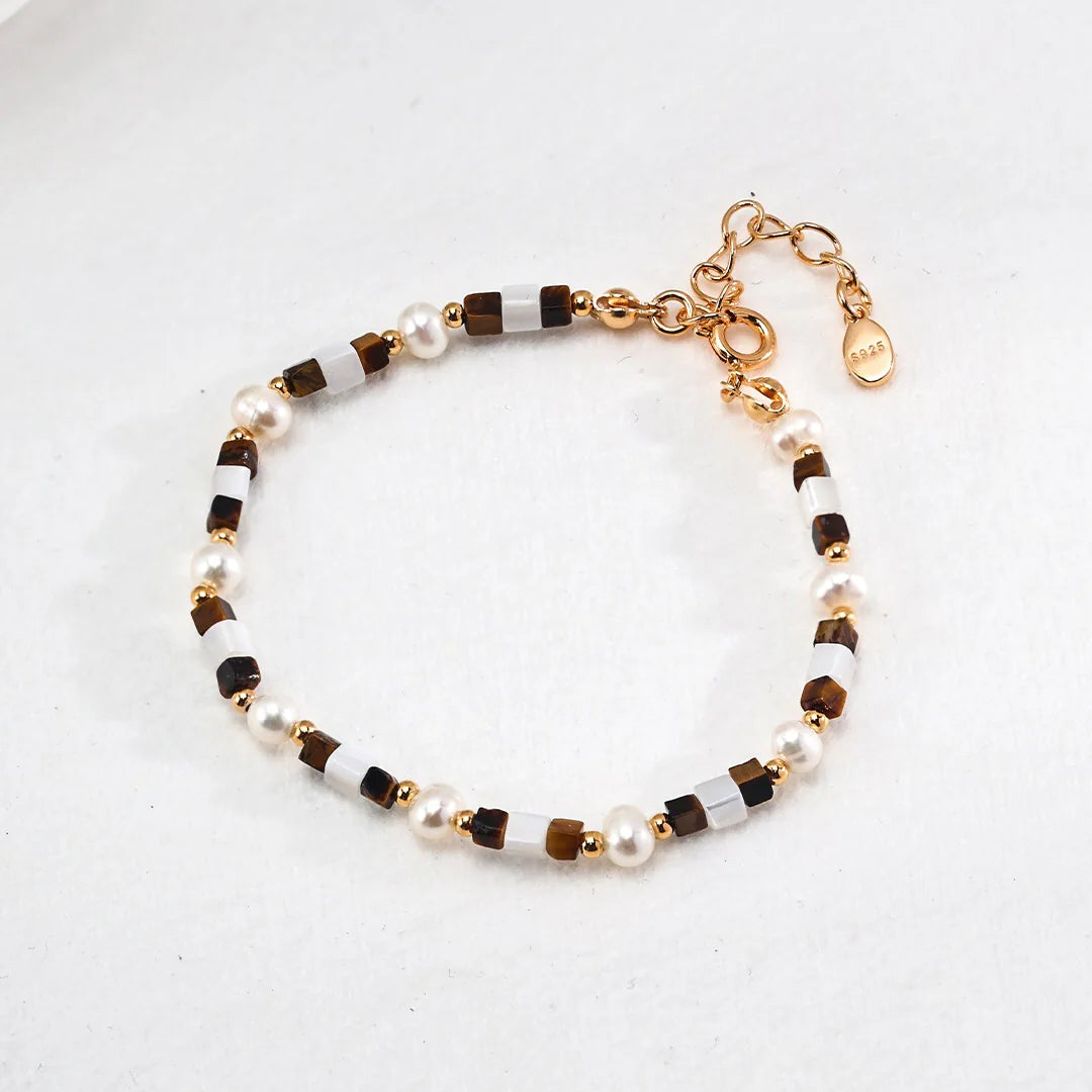 Mother of Shell Tiger Eye Stone Bracelet