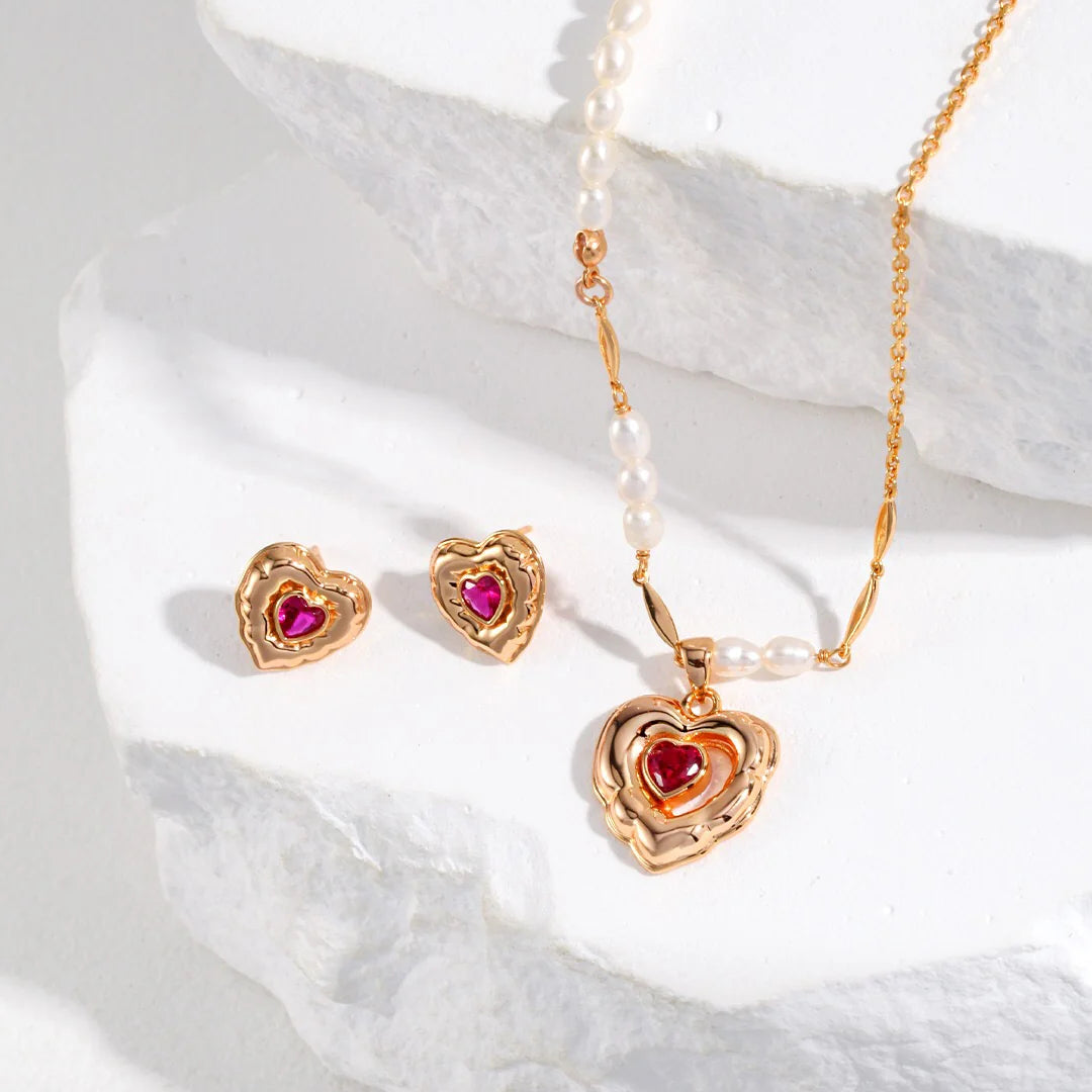 Love Heart Zirconia Earrings