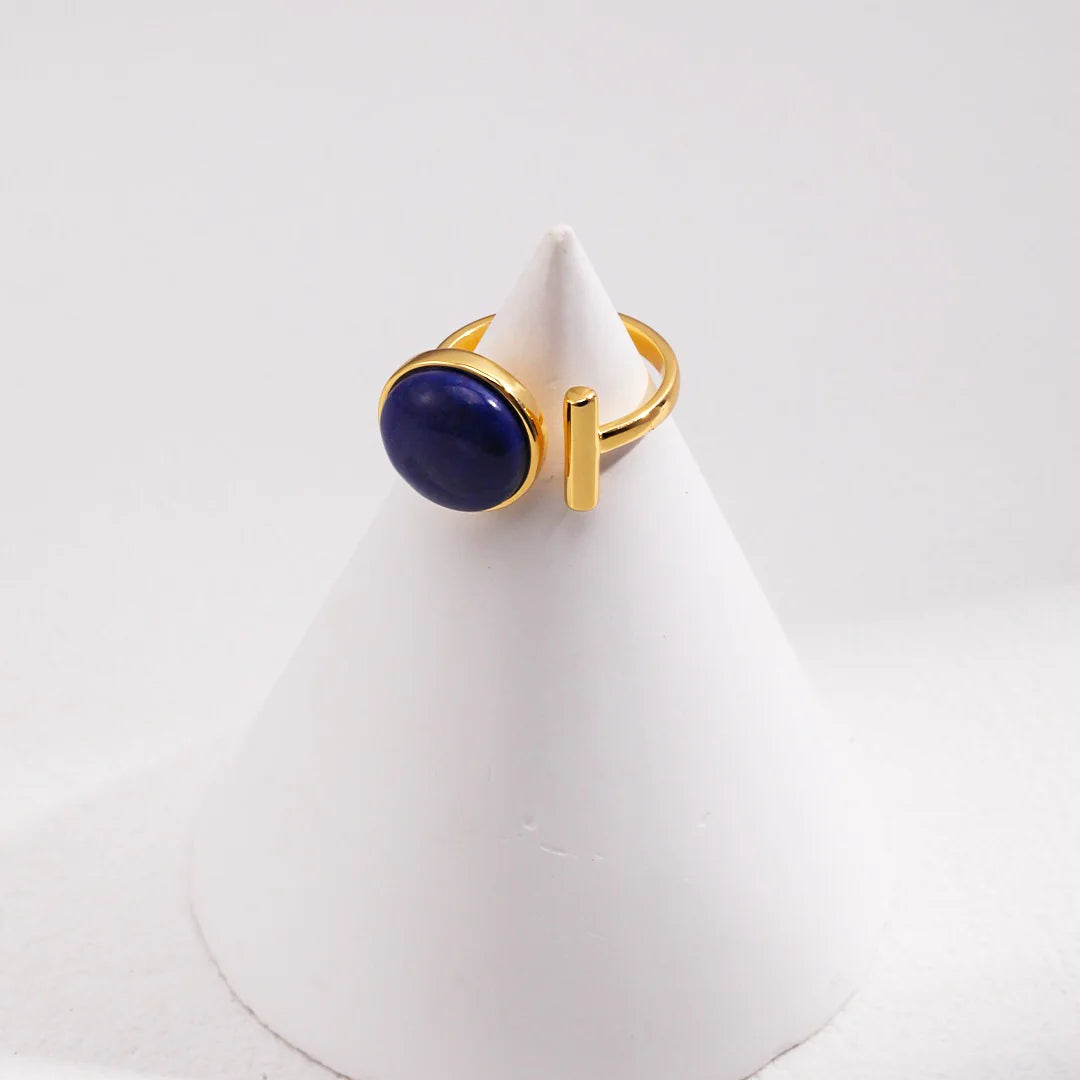 Minimalist Blue Lapis Lazuli Open Ring