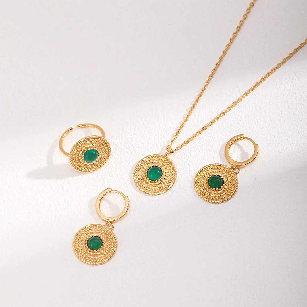 Green Chalcedony Open Ring
