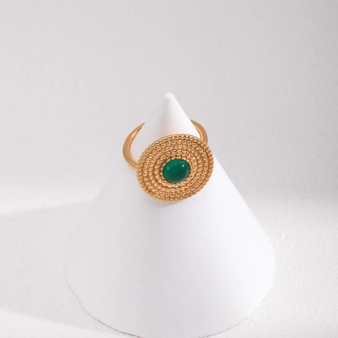 Green Chalcedony Open Ring