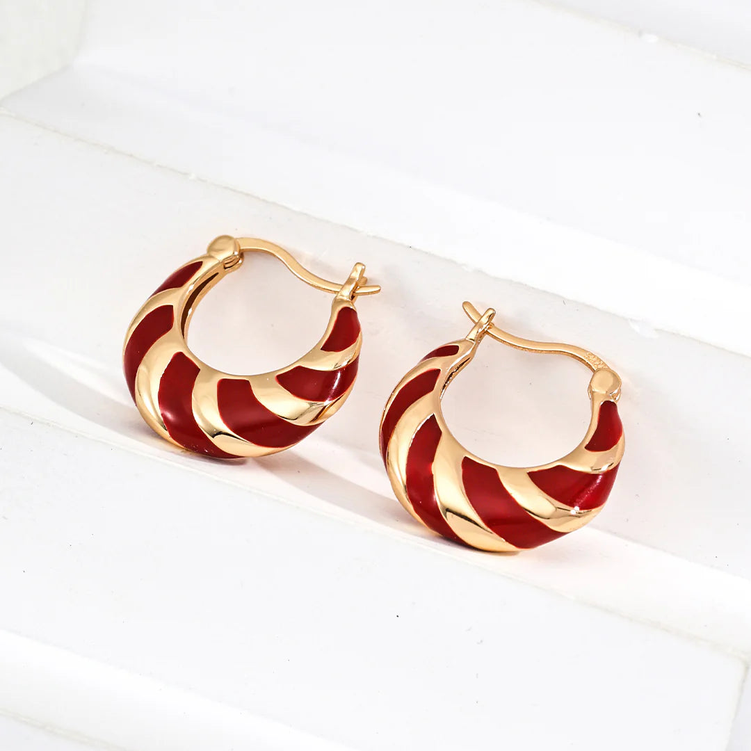 Minimalist Red Glazed Earrings