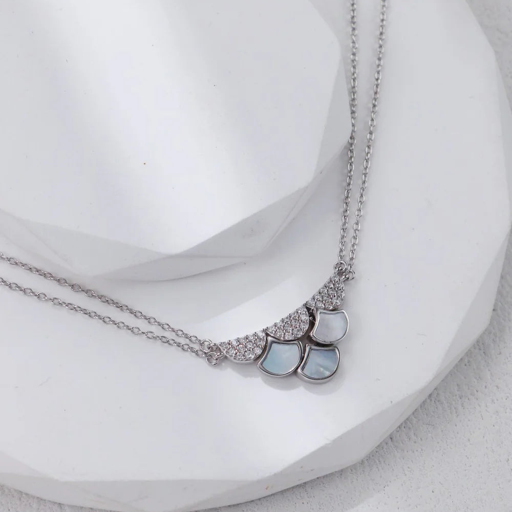 White Shell Zircon Double-Layer Necklace