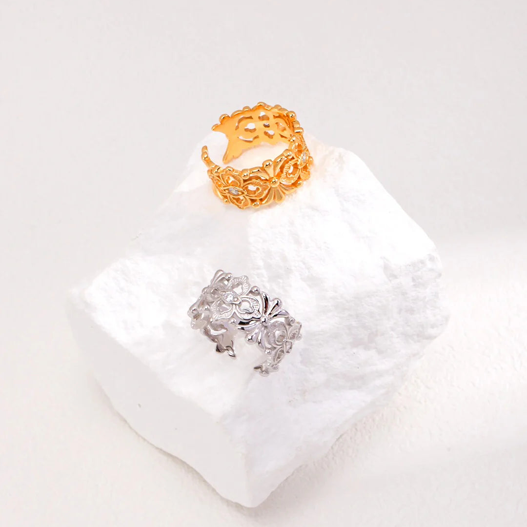 Open Hollow Carved Band Ring
