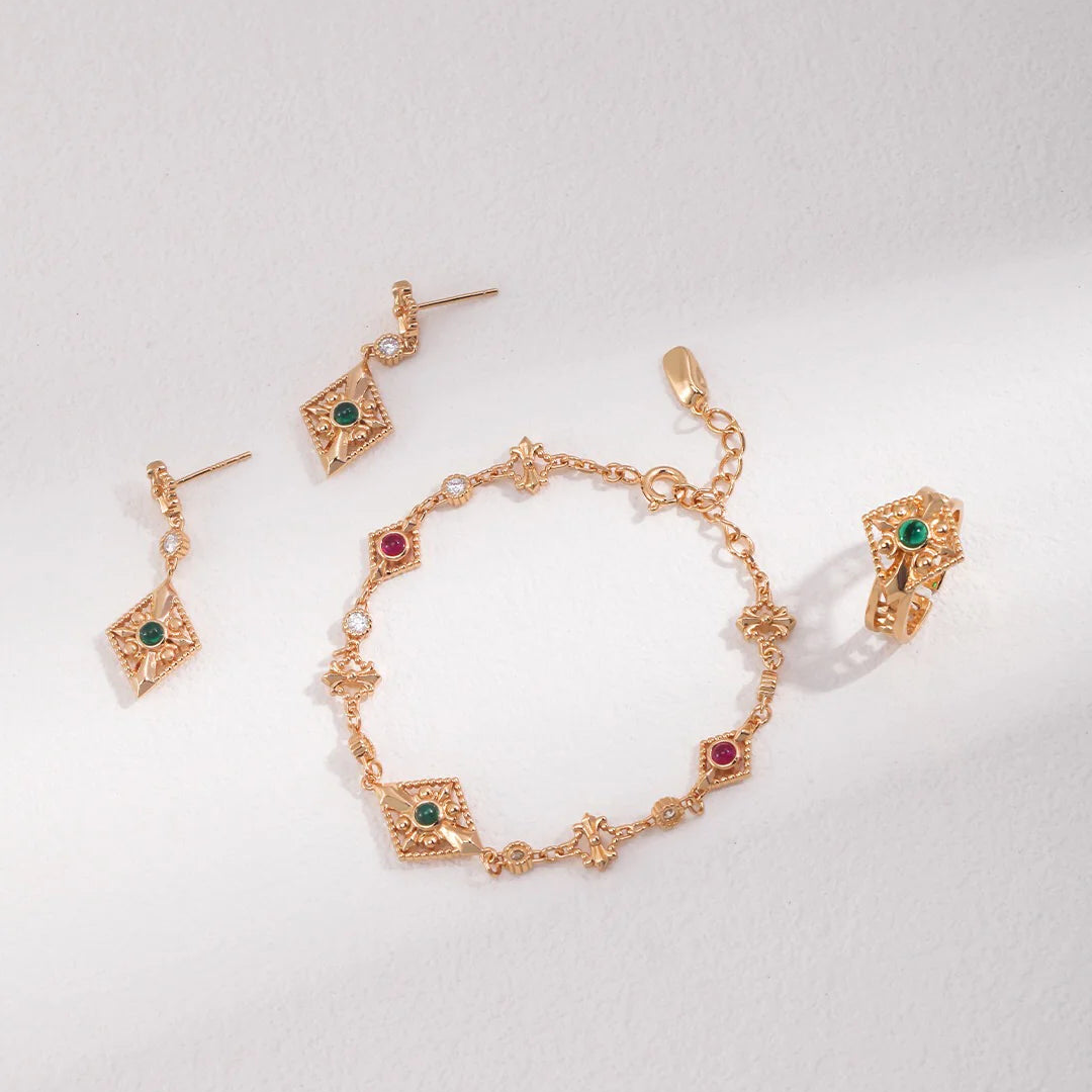 Green Zircon Rhombus Earrings