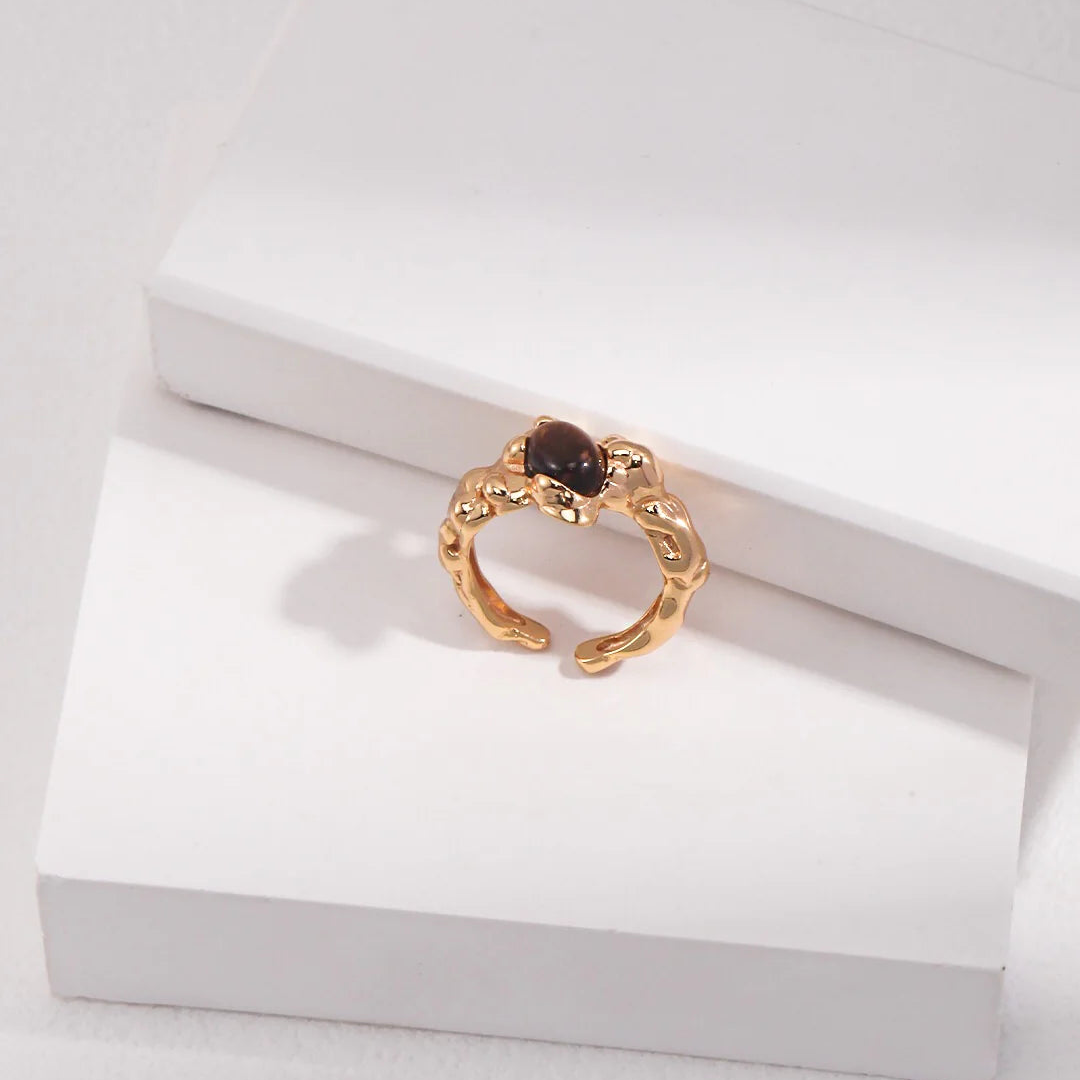 Vintage Style Inlaid Tiger Eye Stone Ring