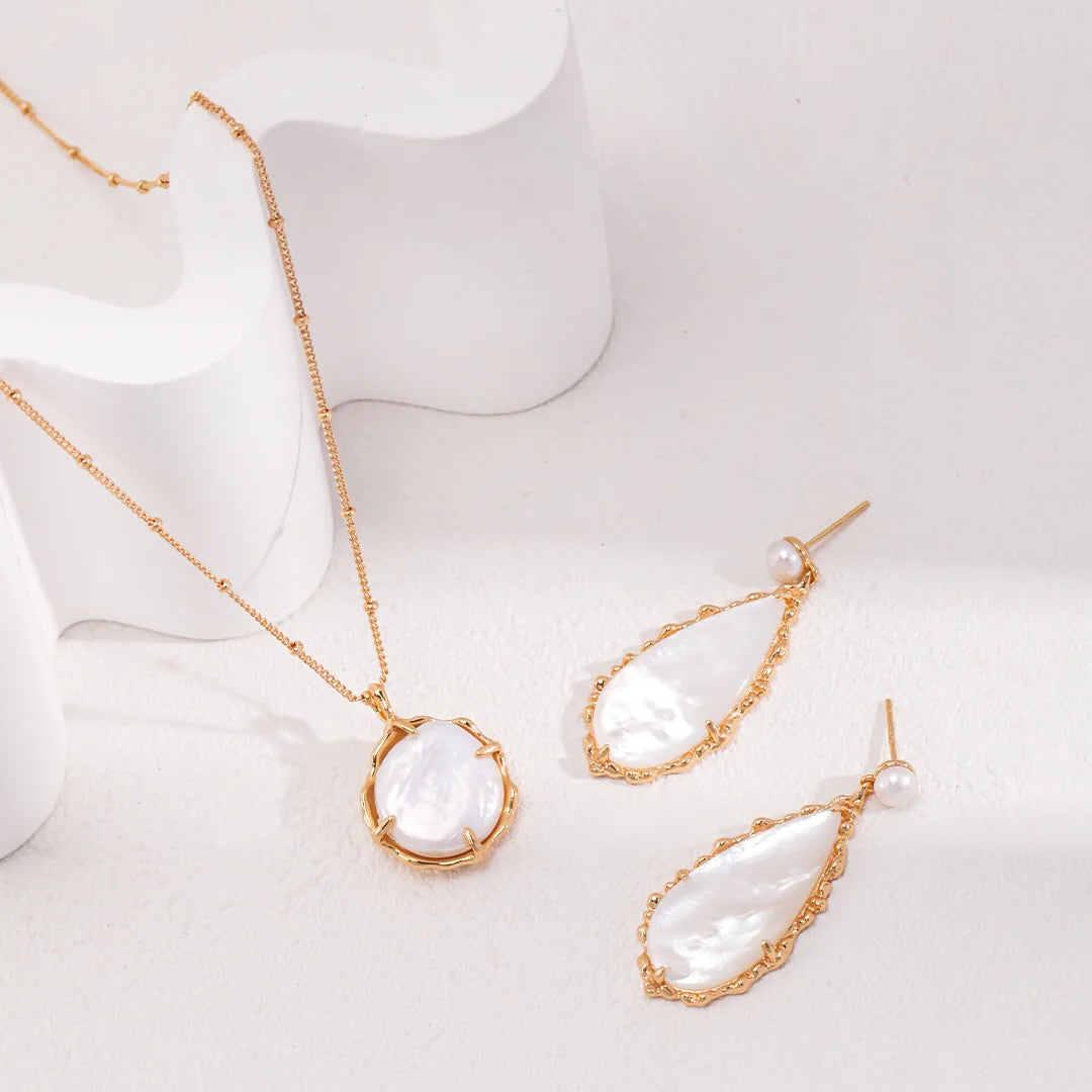 Elegance Pearl and Seashell Drop Earrings