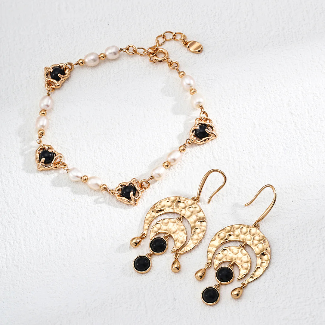 Black Onyx Vintage Earrings