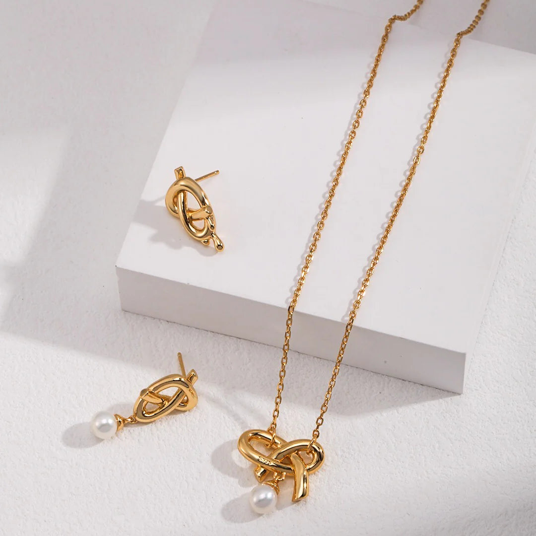 Love Heart Bow Pearl Asymmetrical Earrings