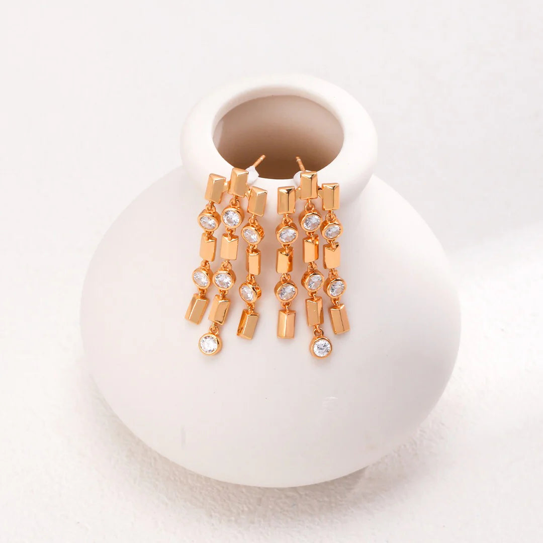 Simple Tassel Zircon Earrings