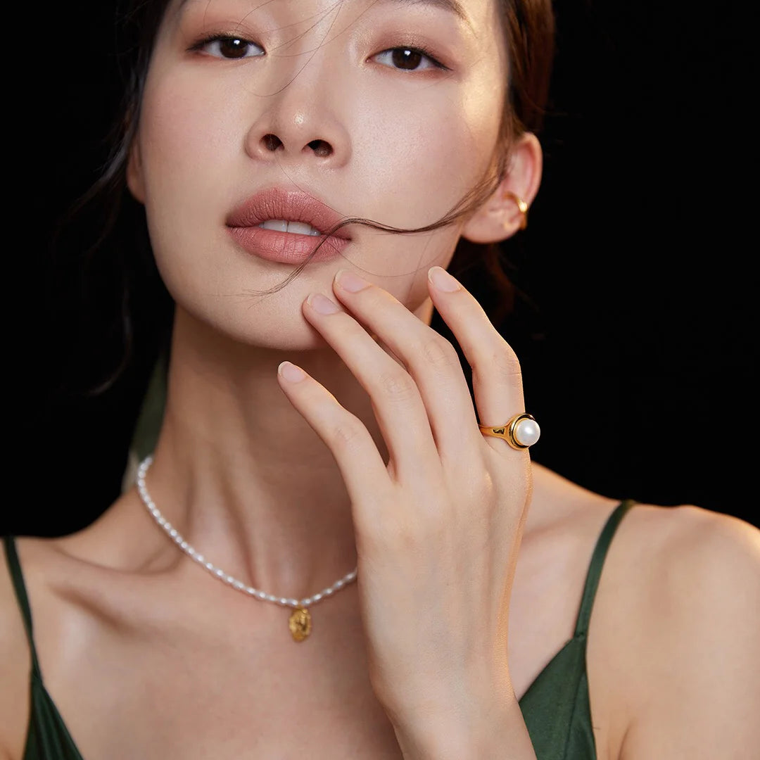 Minimal Freshwater Pearl Open Ring