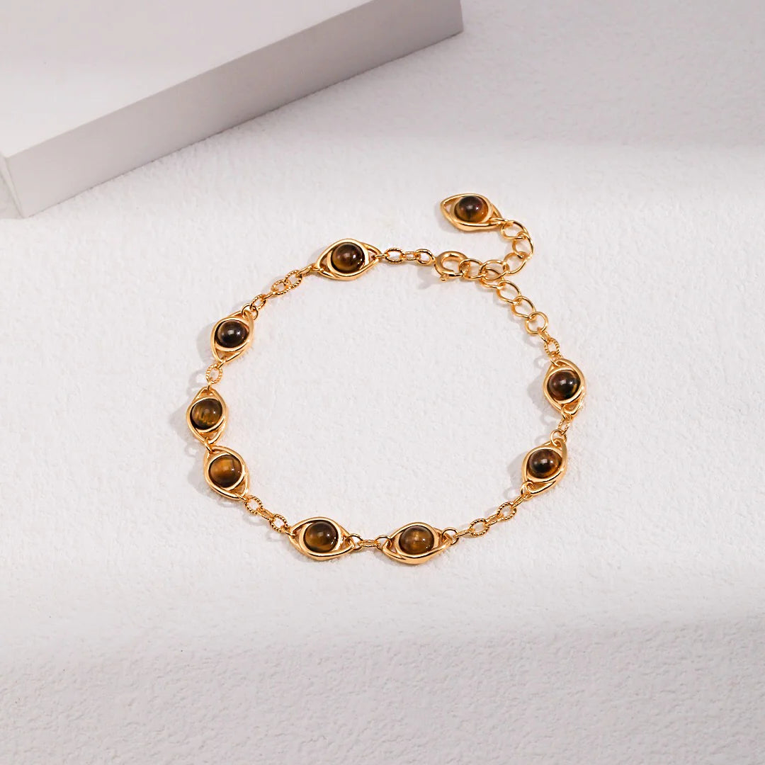 Lapis Lazuli / Tigers Eye Stone Adjustable Bracelet
