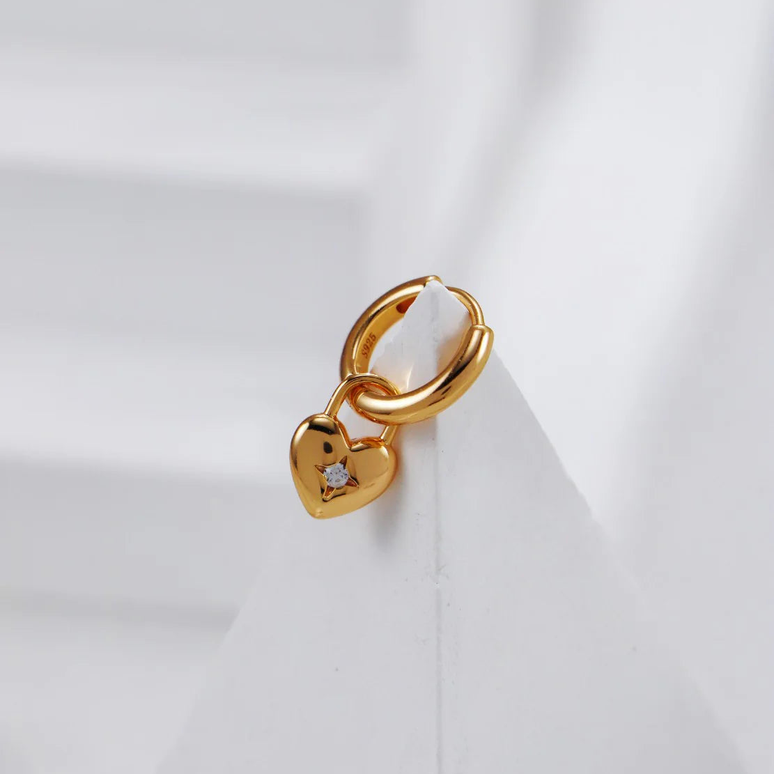 Heart-Shaped Zirconia Earrings