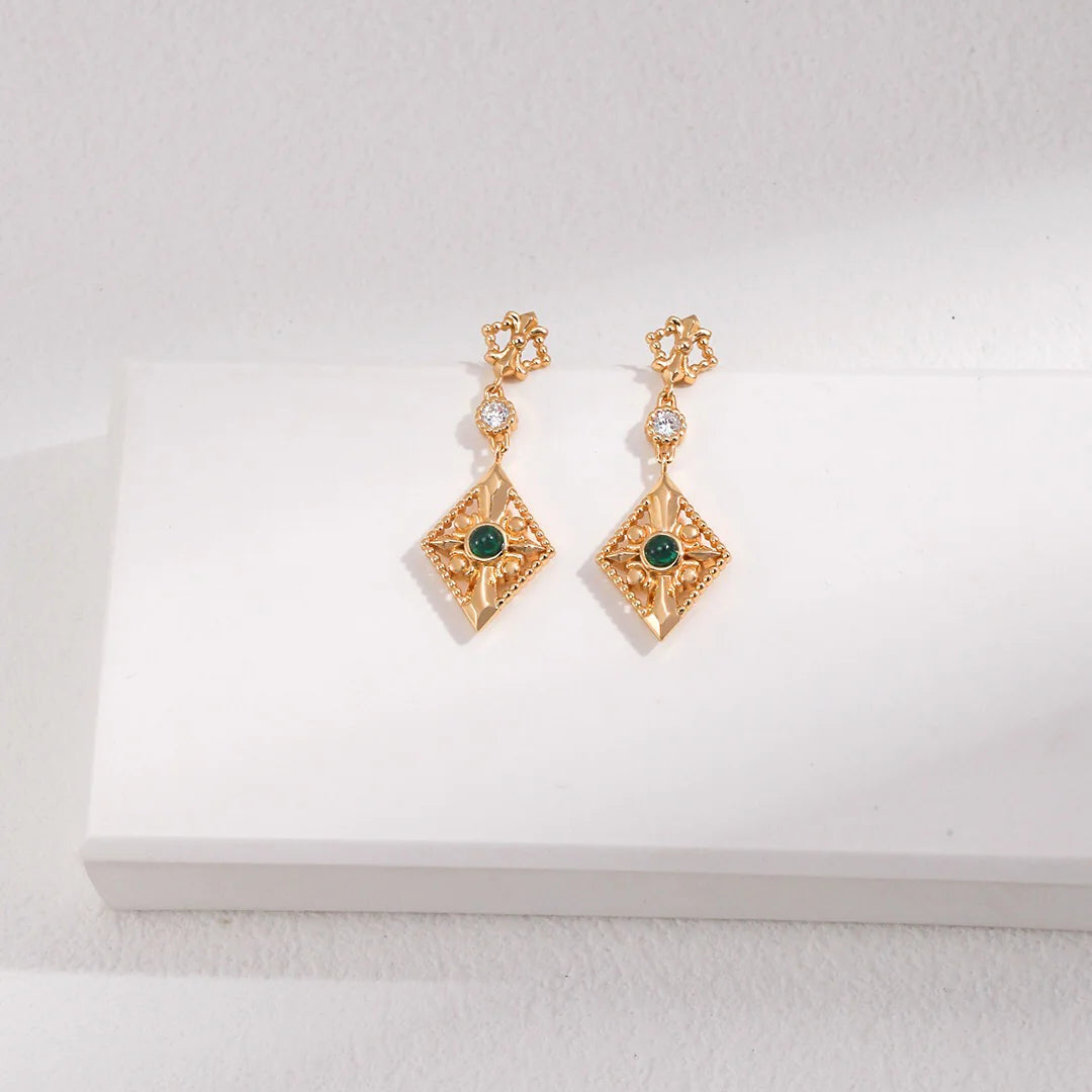Green Zircon Rhombus Earrings
