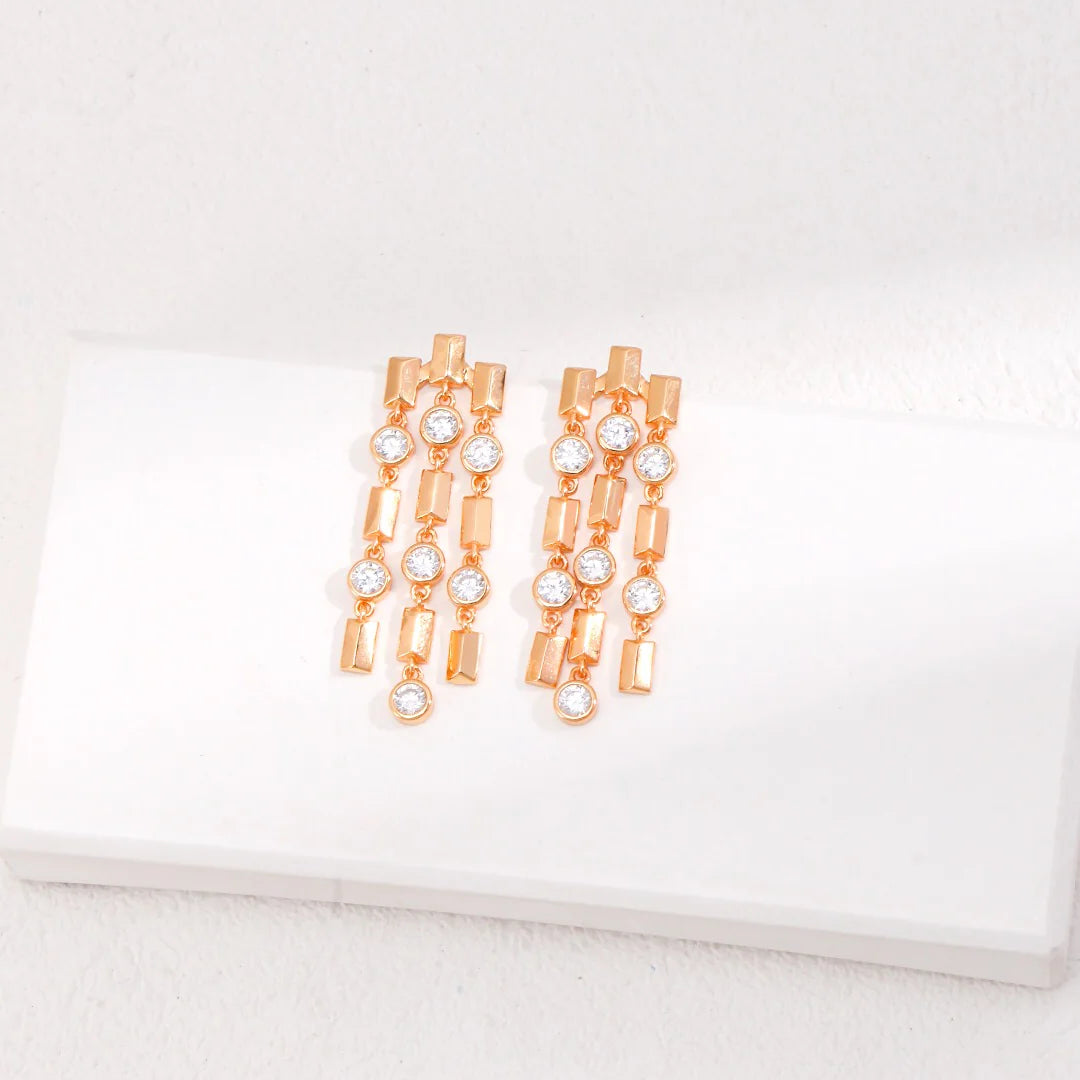 Simple Tassel Zircon Earrings