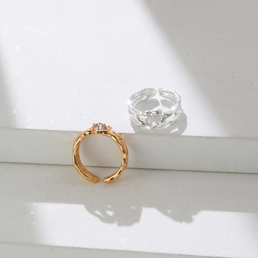 Natural Gray Moonstone Ring