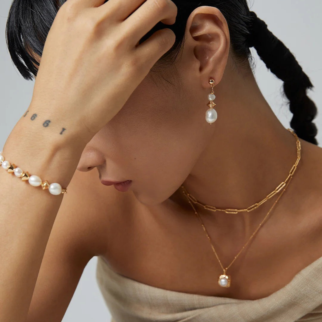 Natural Potatoe Baroque Pearl Earrings
