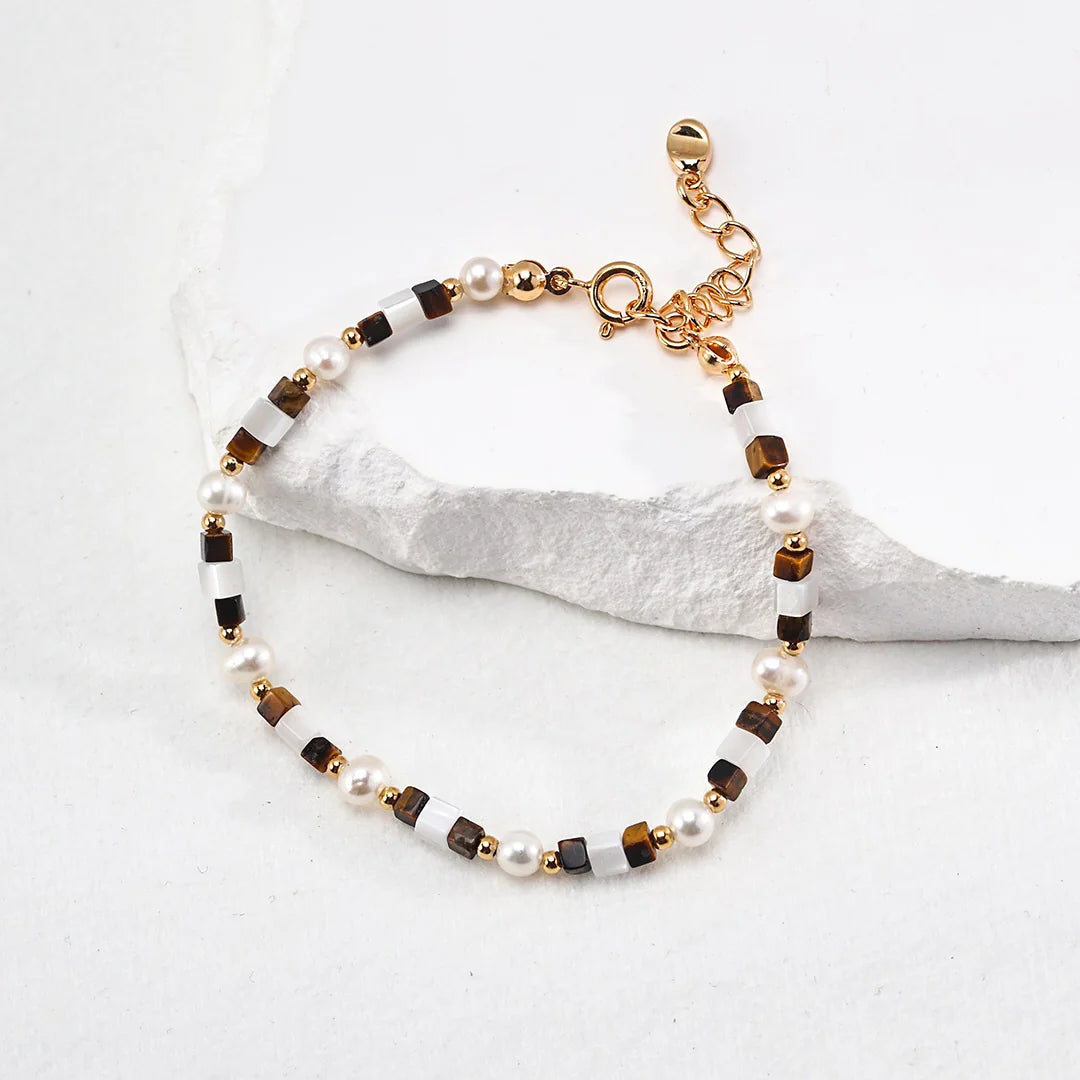 Mother of Shell Tiger Eye Stone Bracelet