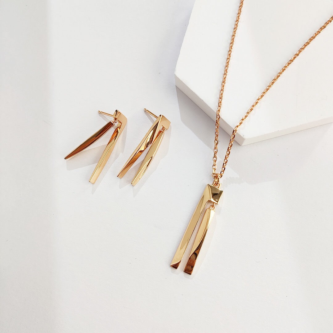 Geometric Sculpture Bar Earrings