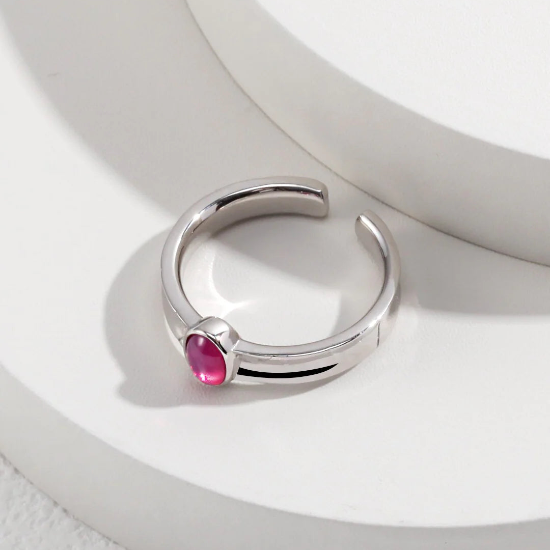 Pink Oval Shaped Zircon Ring