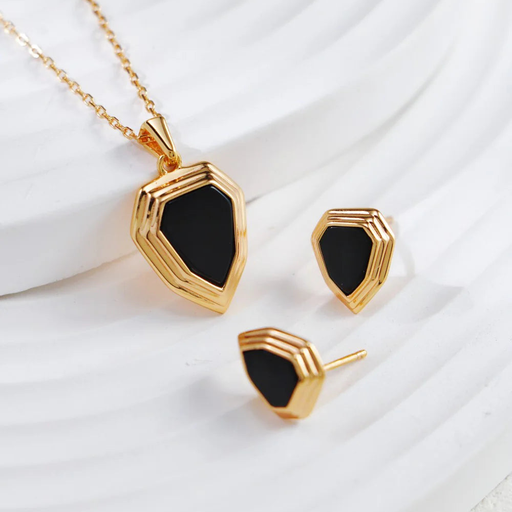 Black Onyx Shield Necklace