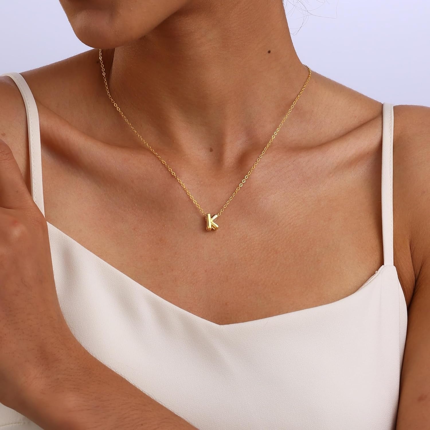 Mini Initial Bubble Letter Necklace