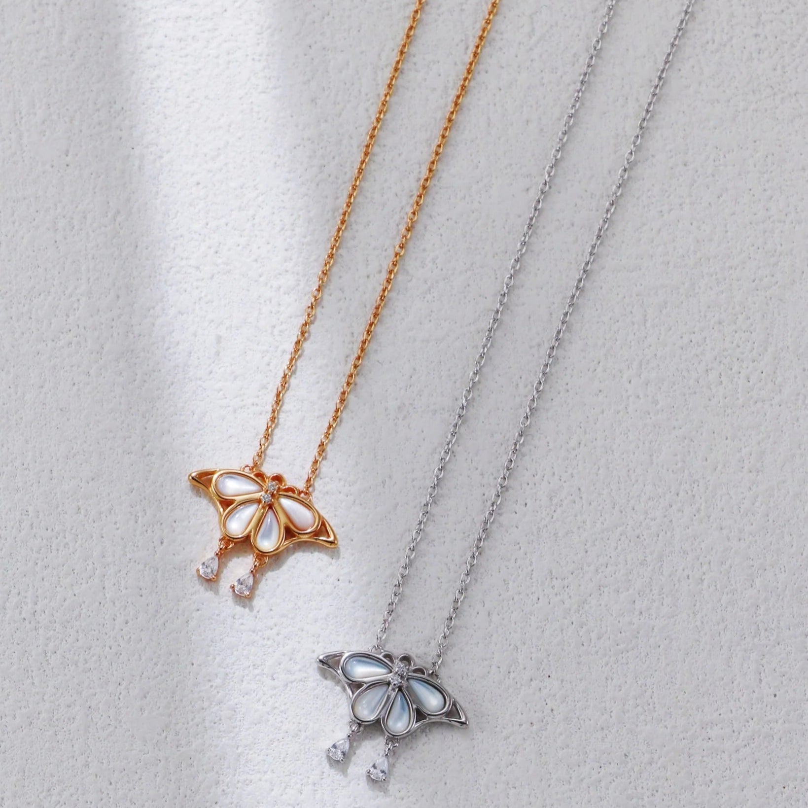 White Shell Butterfly Pendant Necklace