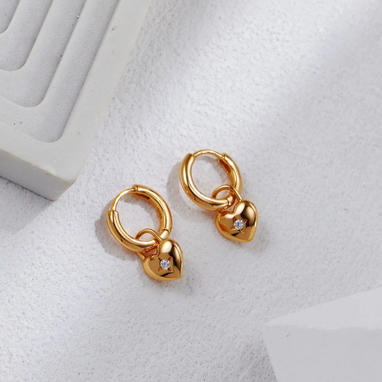 Heart-Shaped Zirconia Earrings