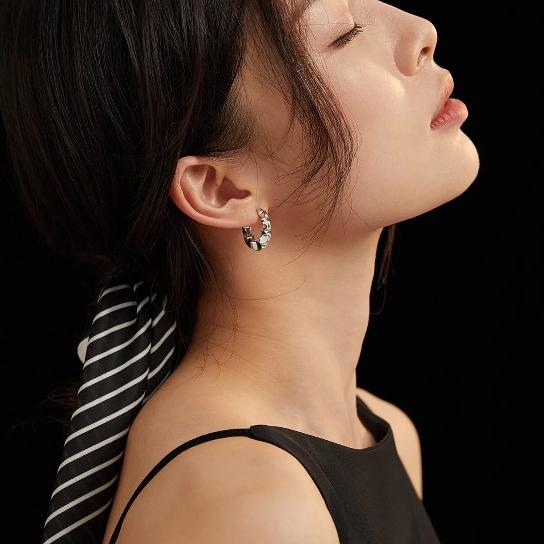 Minimalist Petal Hoop Earrings