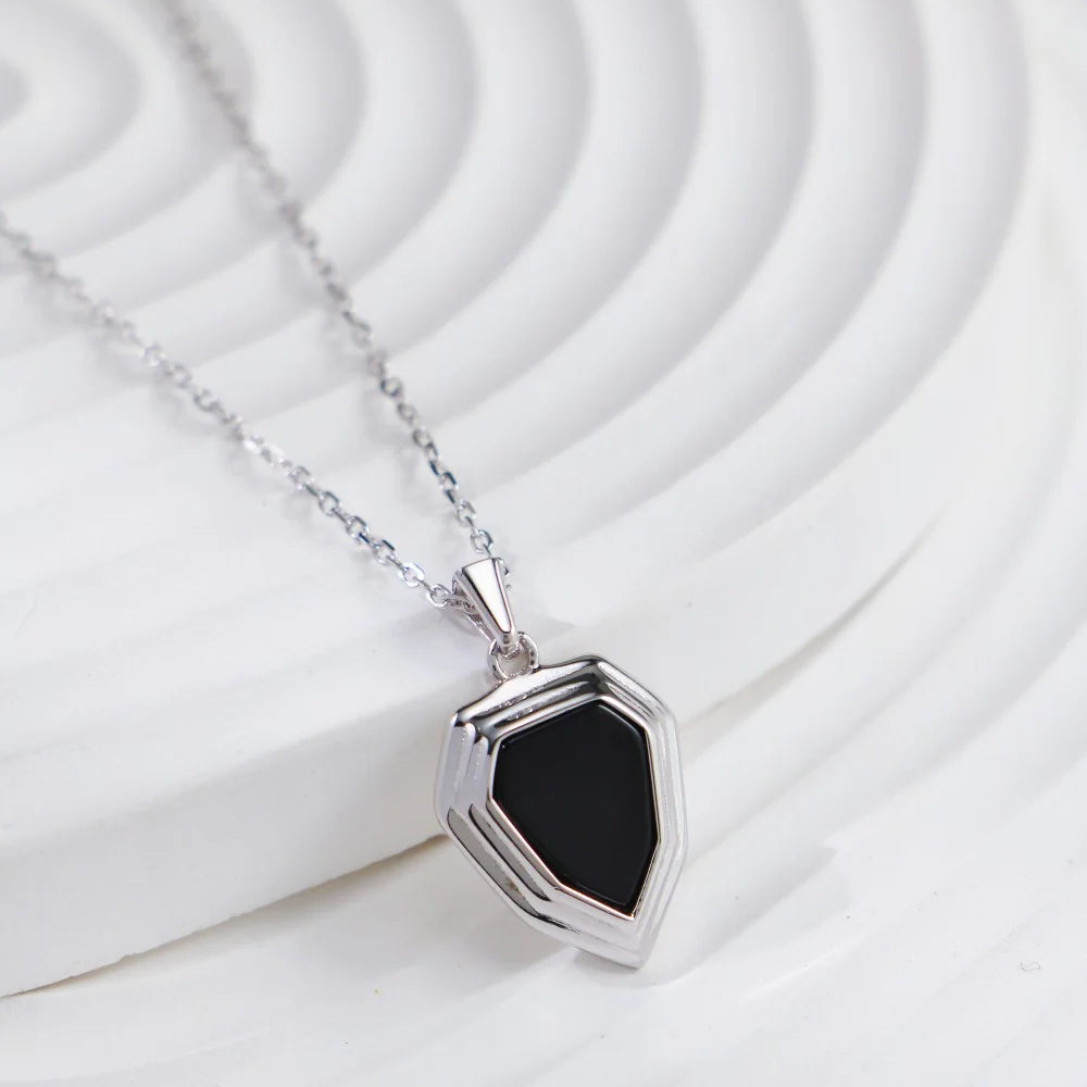 Black Onyx Shield Necklace