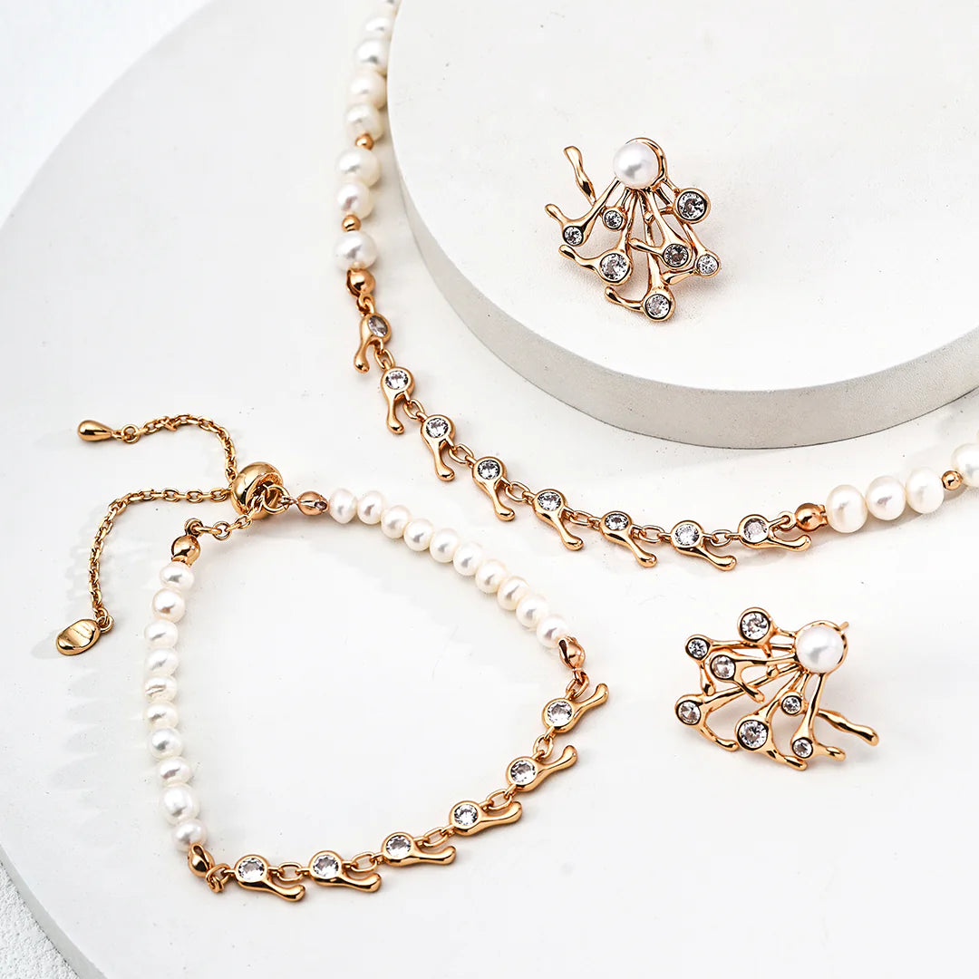 Vintage Natural Pearl Zircon Bracelet