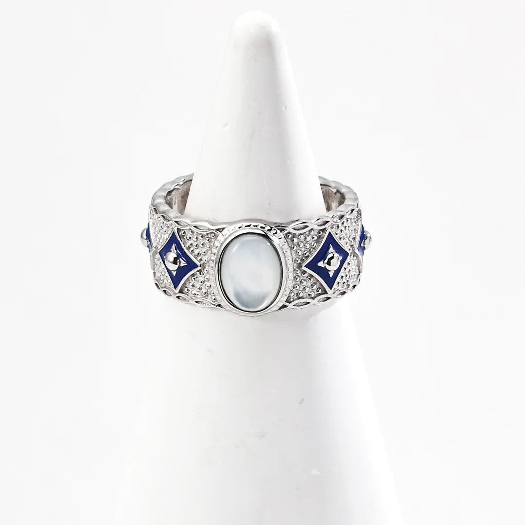 Blue Drip Glaze Lapis Lazuli / Mother-Of-Pearl Ring