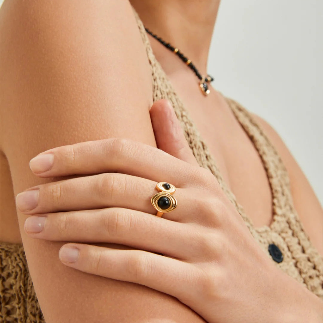 Vintage Black Agate Ring