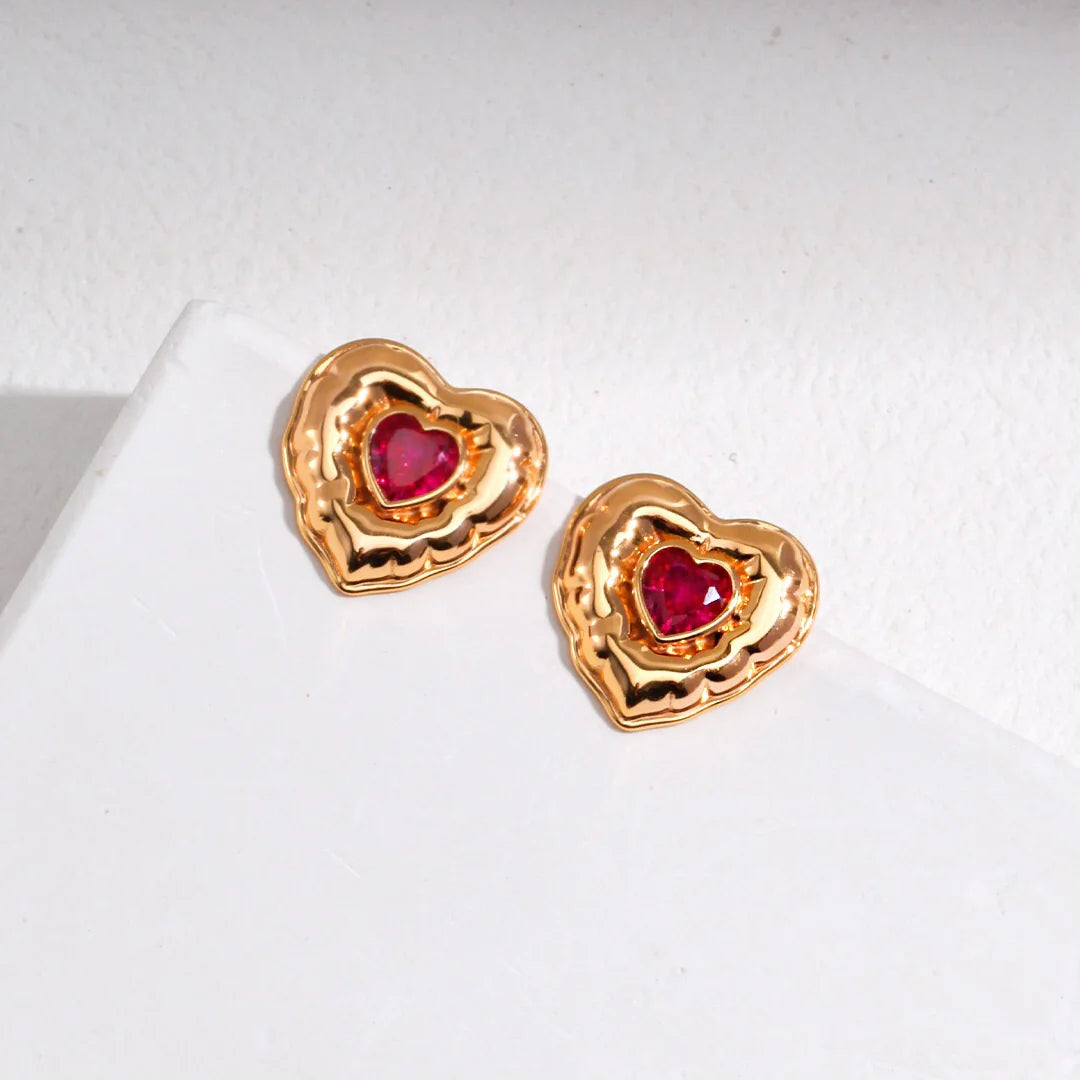 Love Heart Zirconia Earrings