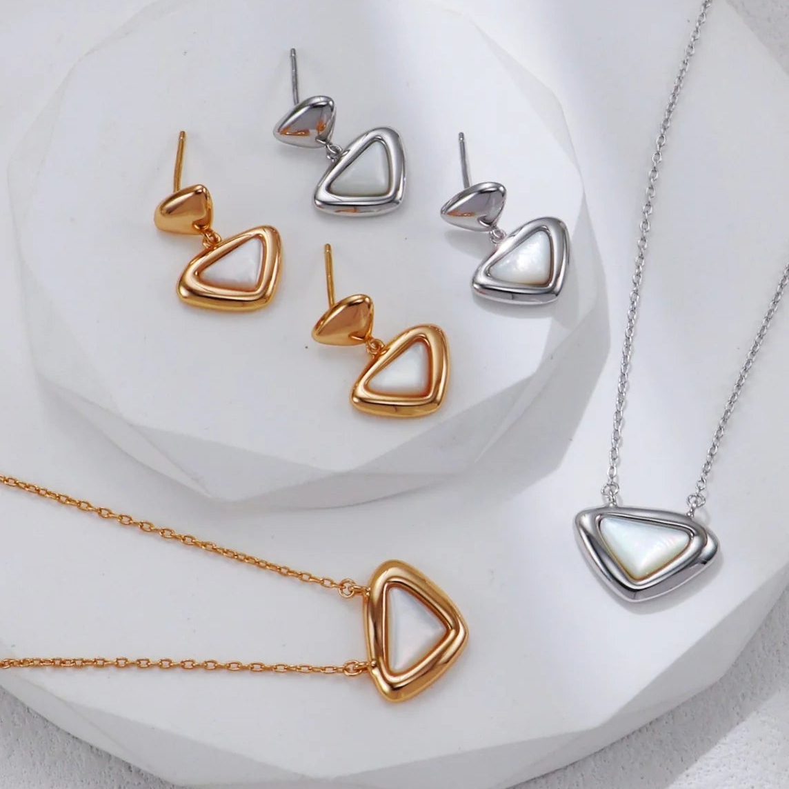 White Shell Triangle Necklace