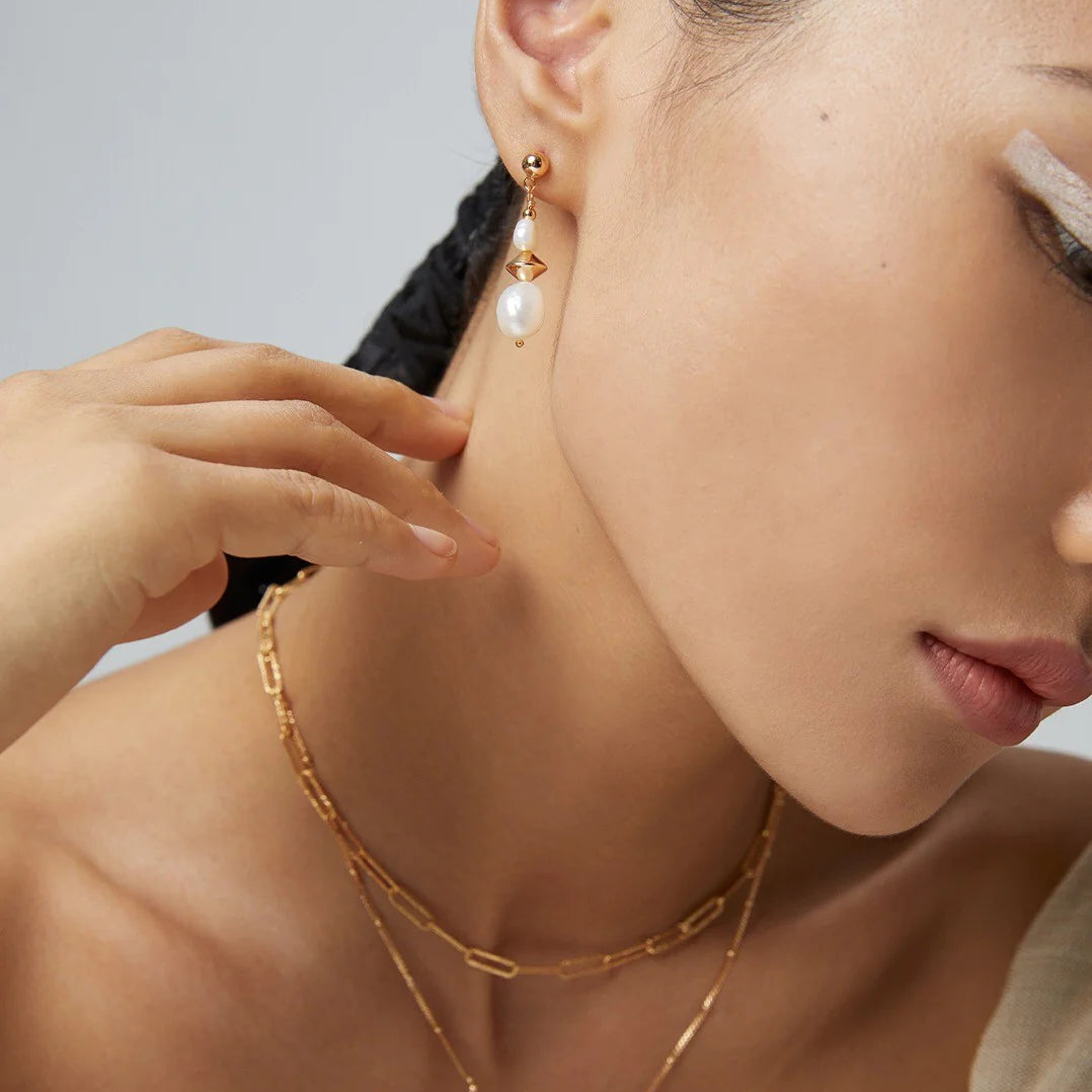 Natural Potatoe Baroque Pearl Earrings