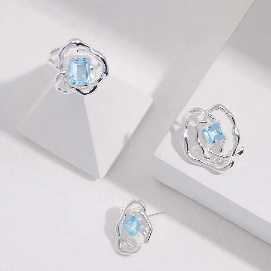 Blue Topaz Statement Earrings