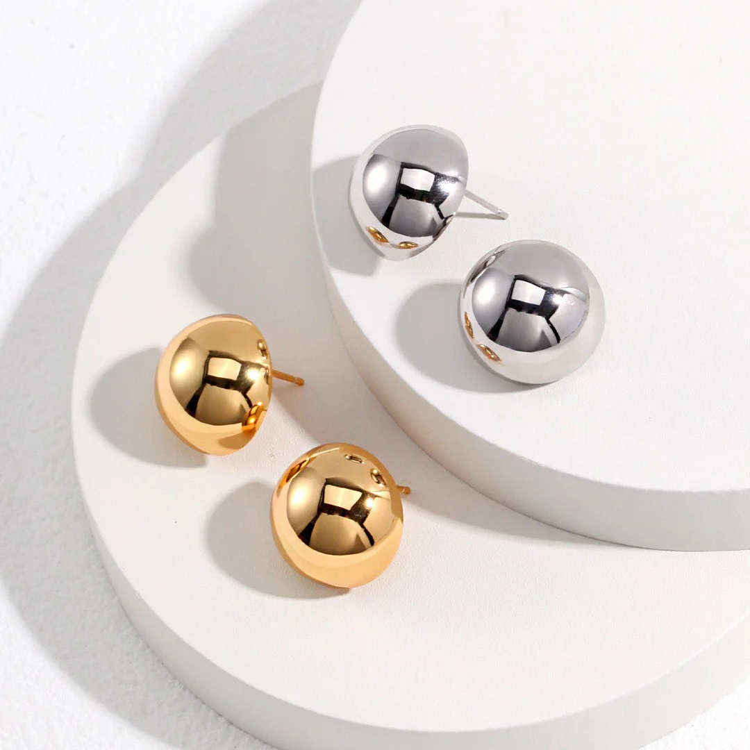 Metal Half Ball Stud Earrings