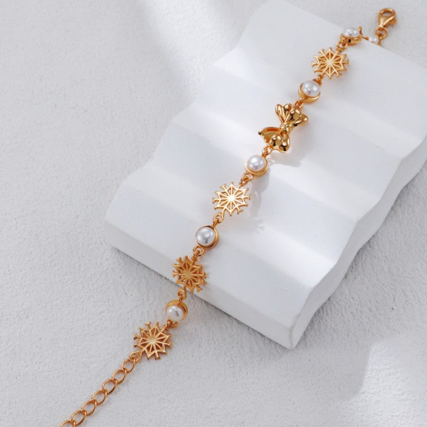 Christmas-Themed Pearl Bracelet