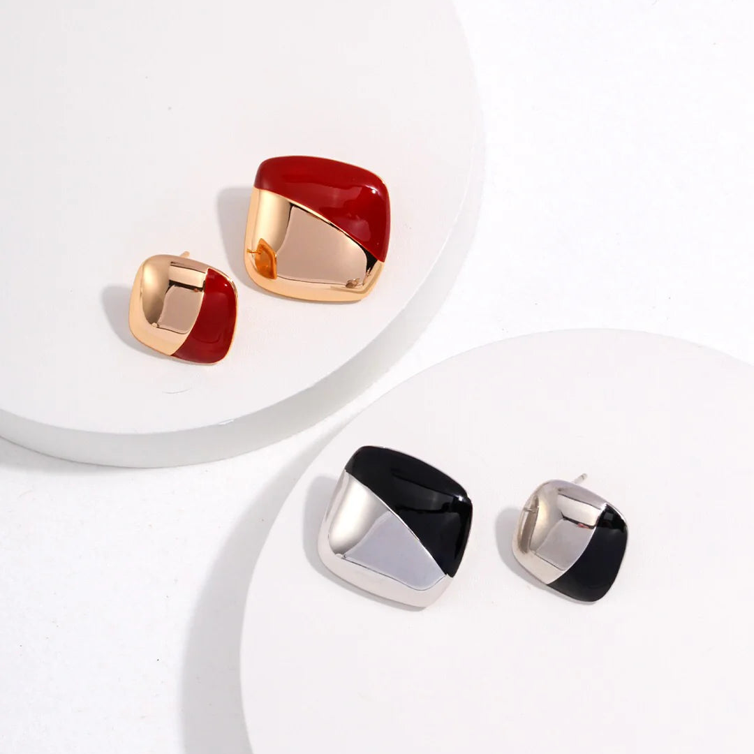 Square Drip Glaze Stud Earrings