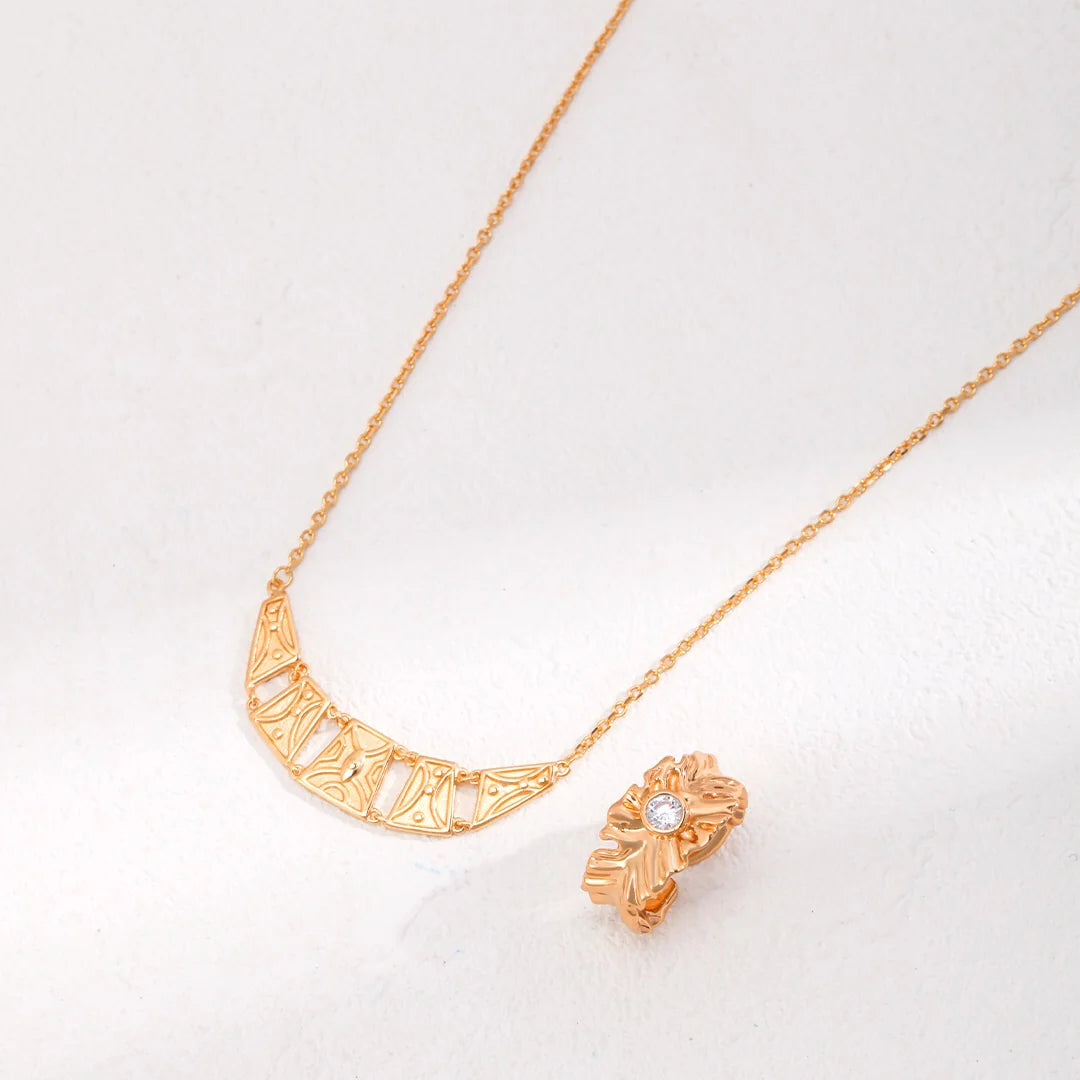 Leaf Zircon Band Open Ring
