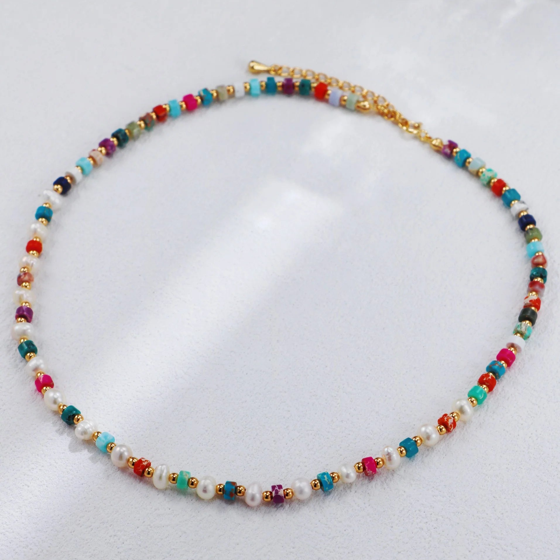 Rainbow Stone Pearl Necklace