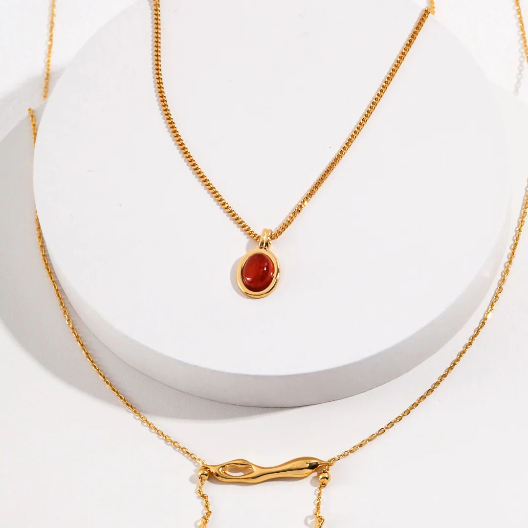 Red Agate Drop Necklace