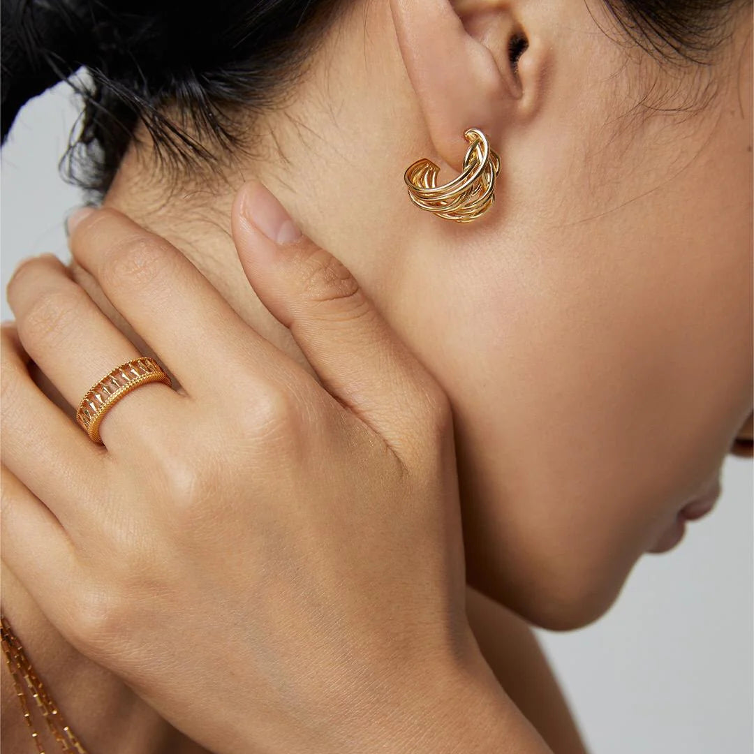 Modern Wave Hoop Earrings
