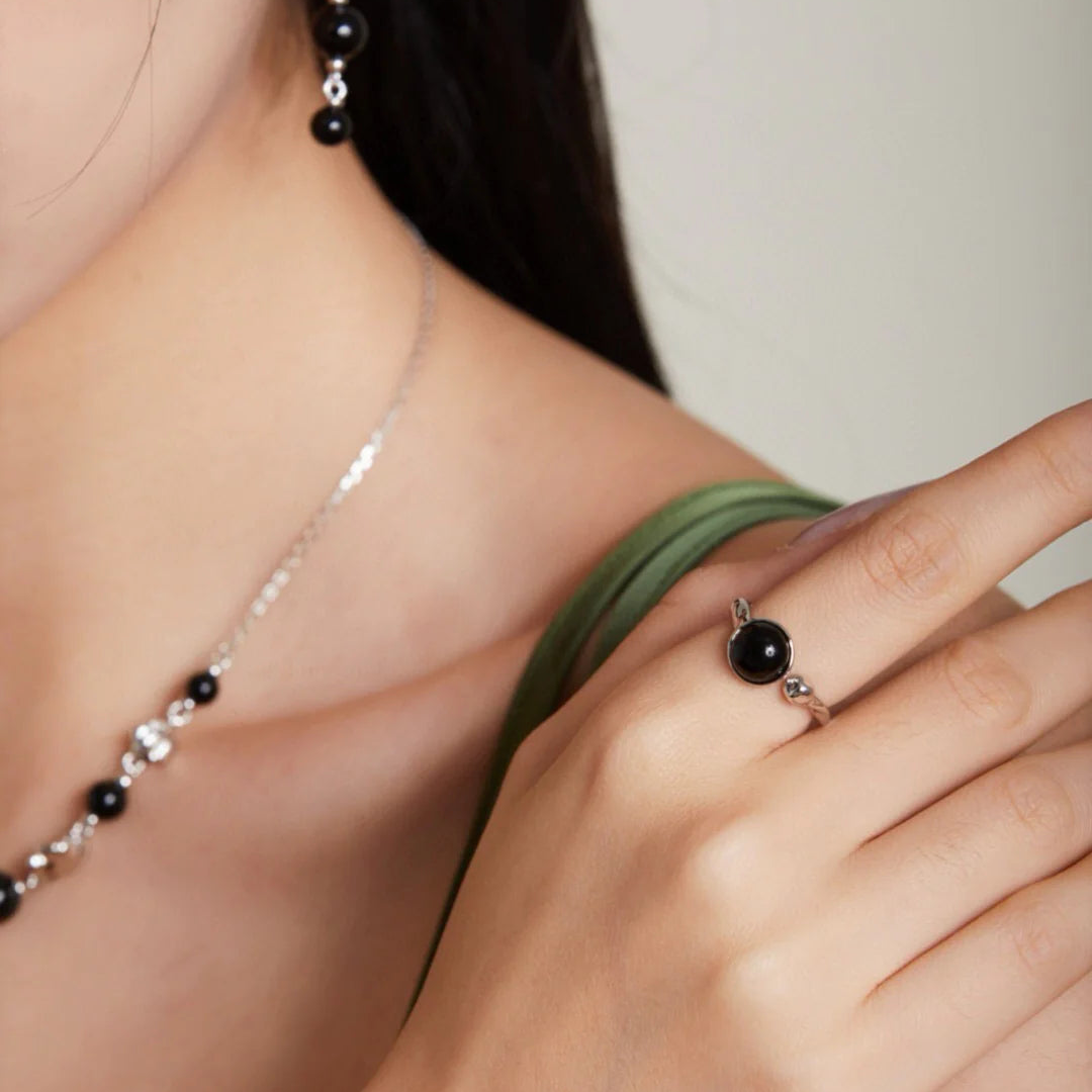 Black Onyx Open Ring