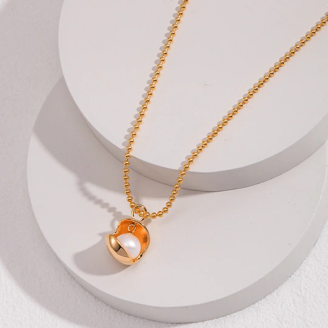 Open Ball Pearl Bead Necklace