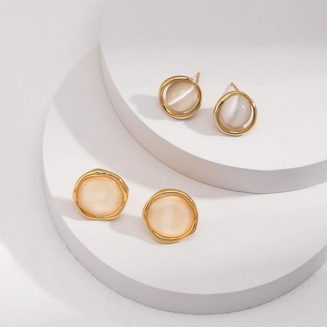 Synthetic Cat's Eye Stud Earrings